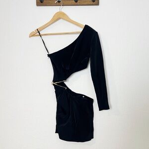 Elisabetta Franchi One Shoulder Cut-Out Mini Dress